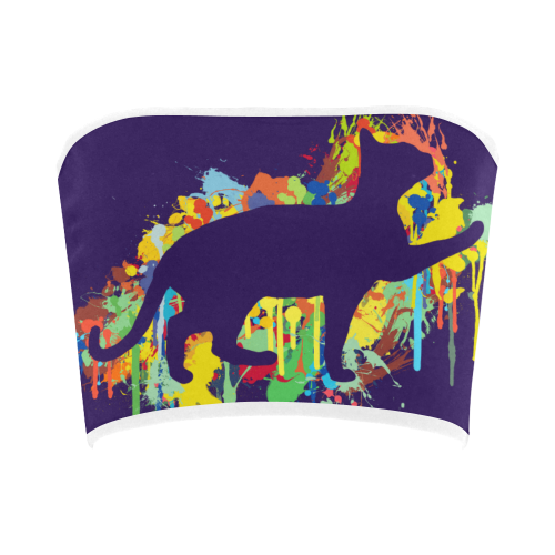 Lovely Cat Colorful Splash Bandeau Top