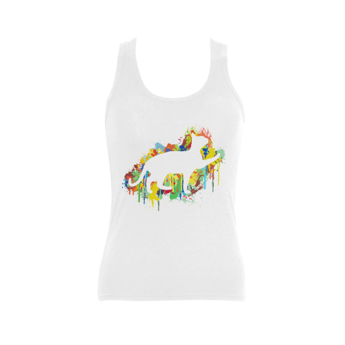 Lovely Cat Colorful Splash Women's Shoulder-Free Tank Top (Model T35)