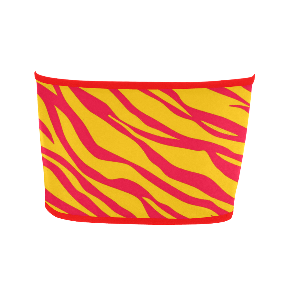 Red On Orange Zebra Stripes Bandeau Top