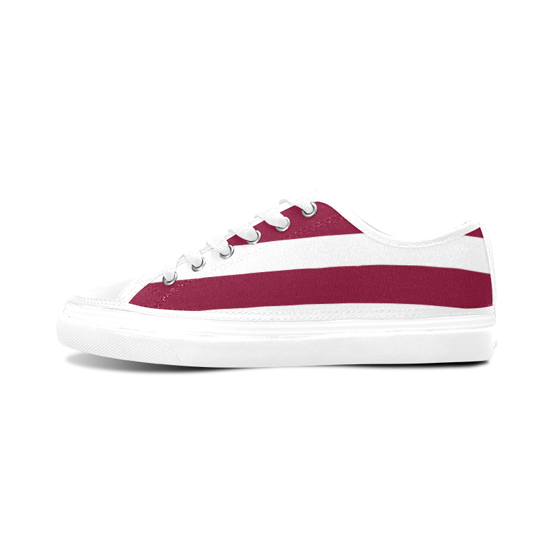 Wine Red Fashion Stripes 50s Inspired Design Collection Women's Canvas Zipper Shoes (Model 001)