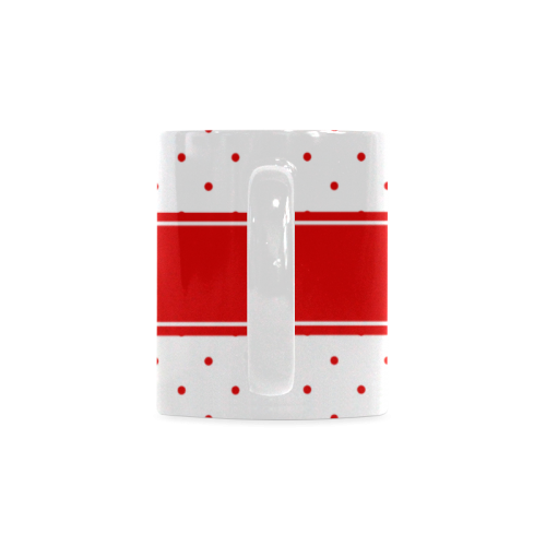 Red Dots Ribbon Design Your Name White Mug(11OZ)