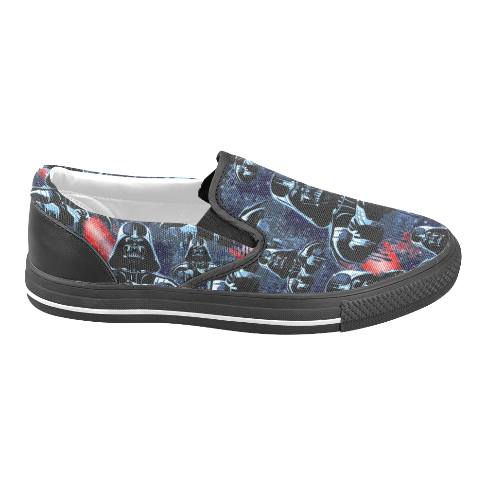 Darth Vader Mask on Dark Paint Stains Women's Unusual Slip-on Canvas Shoes (Model 019)