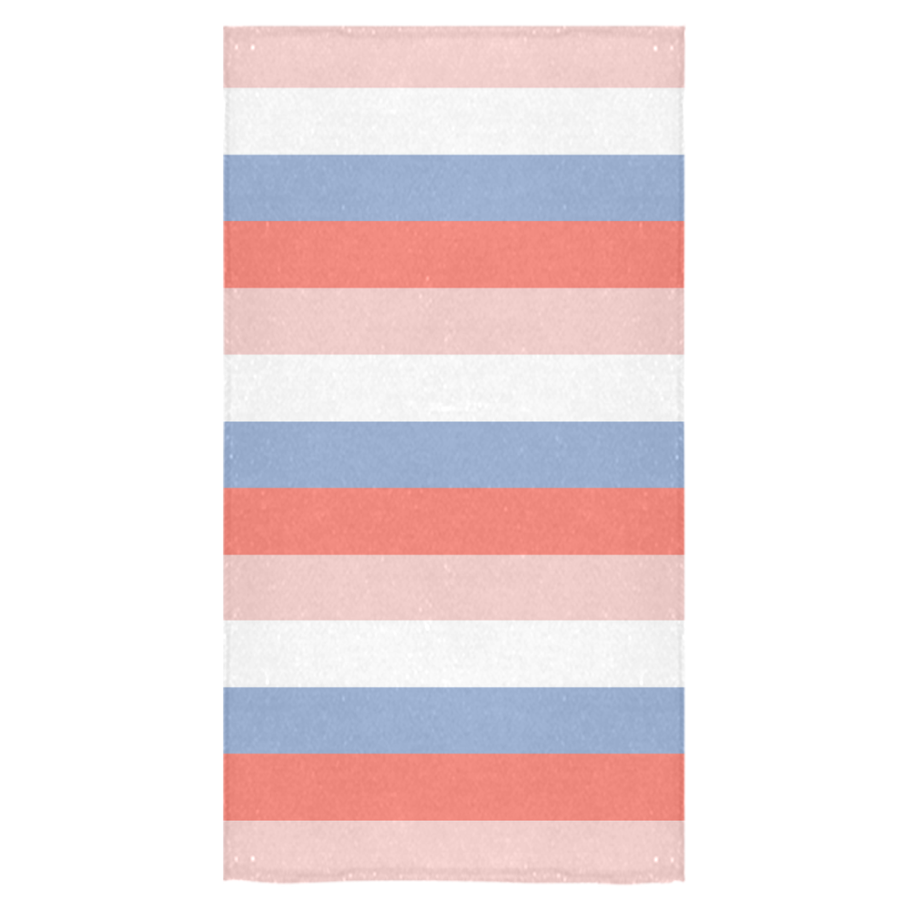 Rose Pink and Serenity Blue Vintage Art Design Bath Towel 30"x56"