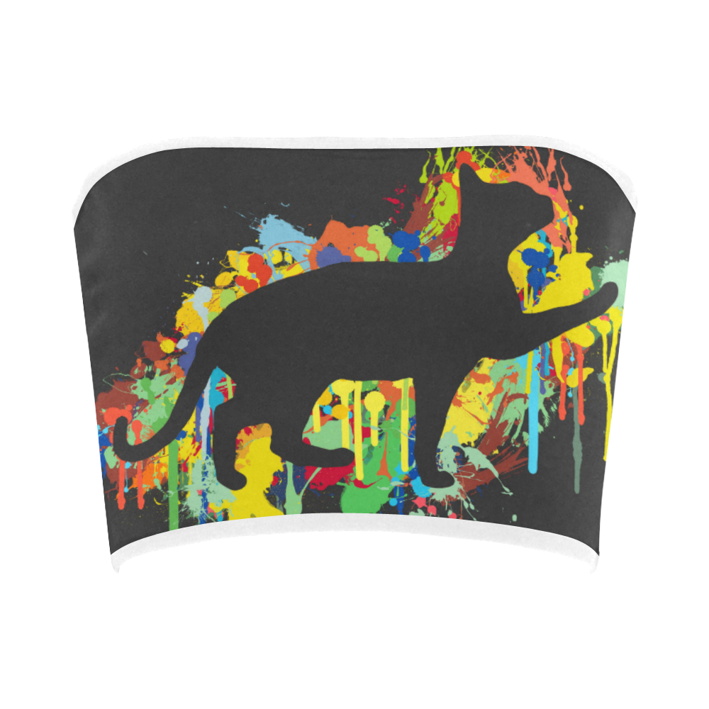 Lovely Cat Colorful Splash Bandeau Top