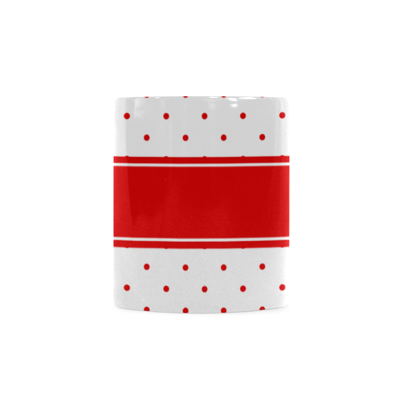 Red Dots Ribbon Design Your Name White Mug(11OZ)