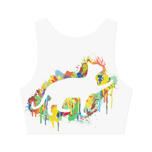 Lovely Cat Colorful Splash Women's Crop Top (Model T42)