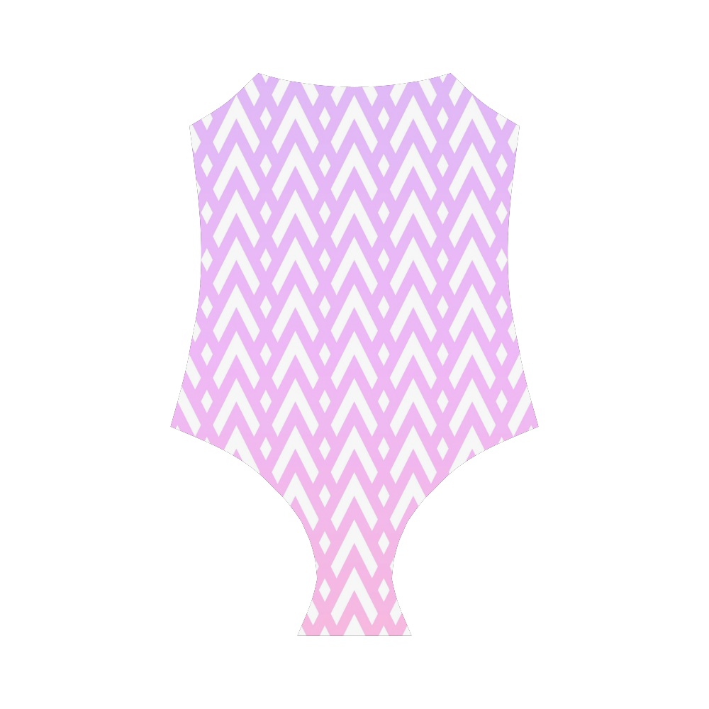 Lilac/Pink Geometric Pattern Strap Swimsuit ( Model S05)