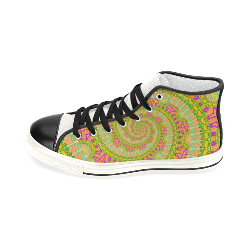 FLOWER POWER SPIRAL SUNNY orange green yellow Women's Classic High Top Canvas Shoes (Model 017)