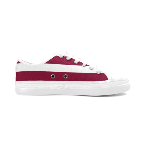 Wine Red Fashion Stripes 50s Inspired Design Collection Women's Canvas Zipper Shoes (Model 001)