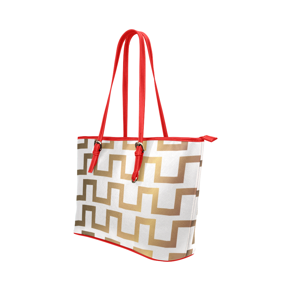 Exclusive Gold artistic Bag with red and gold Leather Tote Bag/Large (Model 1651)