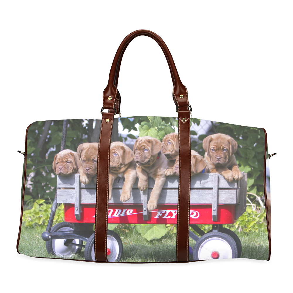 Dogue de Bordeaux puppies ready to roll! Waterproof Travel Bag/Small (Model 1639)
