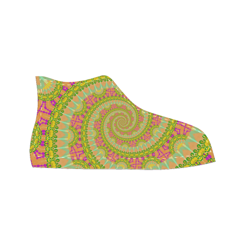 FLOWER POWER SPIRAL SUNNY orange green yellow Women's Classic High Top Canvas Shoes (Model 017)