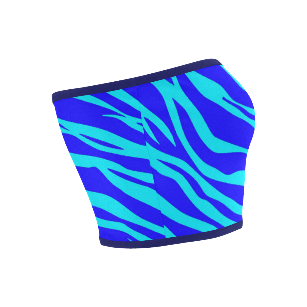 Blue On Blue Zebra Stripes Bandeau Top