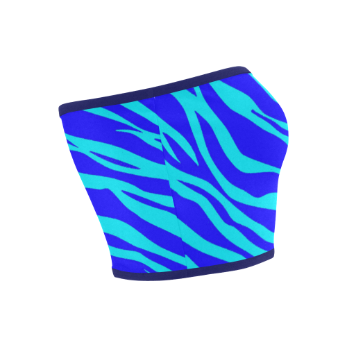 Blue On Blue Zebra Stripes Bandeau Top