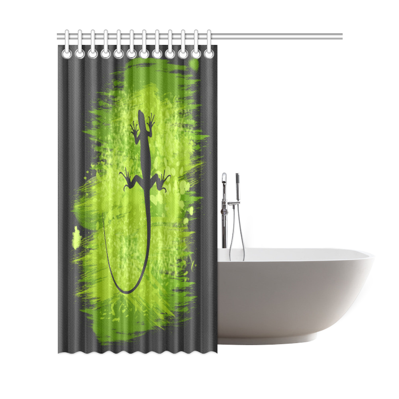 Green Lizard Shape Painting Shower Curtain 69"x72"