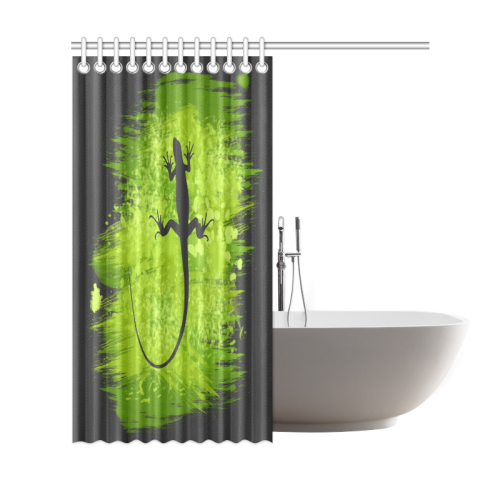 Green Lizard Shape Painting Shower Curtain 69"x72"