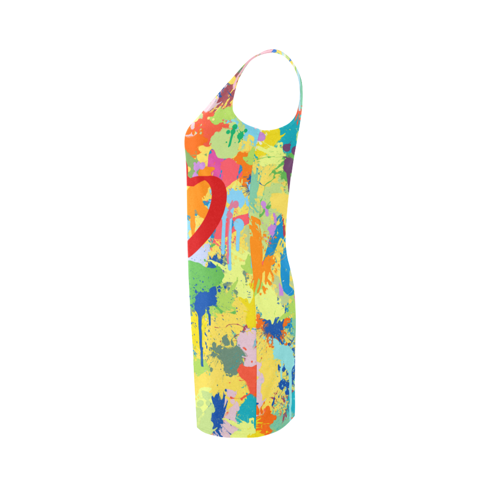 Love Red Hearts Colorful Splash Design Medea Vest Dress (Model D06)