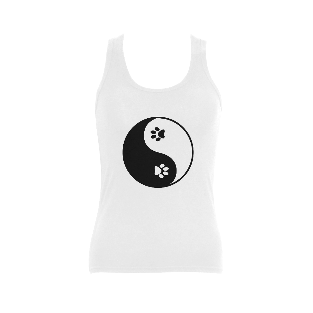 Cute Paw Yin Yang Women's Shoulder-Free Tank Top (Model T35)