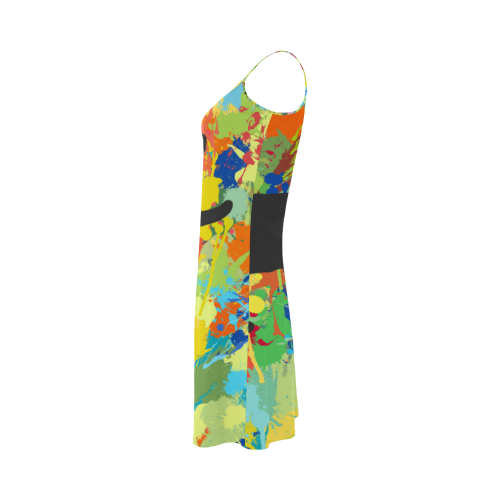 Lovely Black Cat Colorful Splash Complet Alcestis Slip Dress (Model D05)