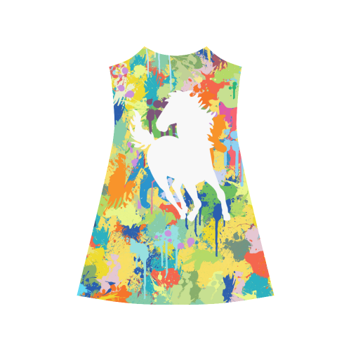 Horse Shape Template Colorful Splash Alcestis Slip Dress (Model D05)