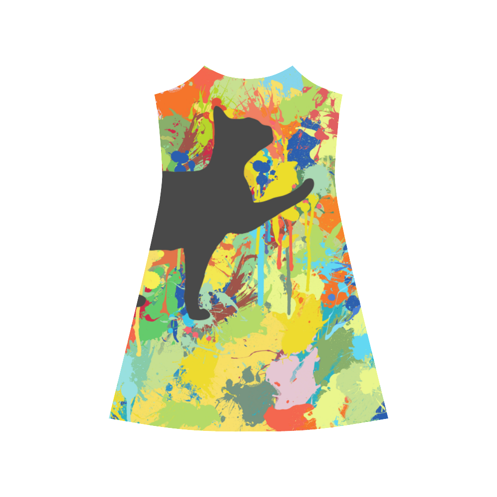 Lovely Black Cat Colorful Splash Complet Alcestis Slip Dress (Model D05)