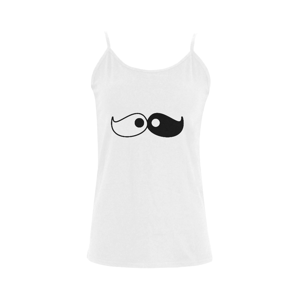 Cute Yin Yang Moustache Women's Spaghetti Top (USA Size) (Model T34)