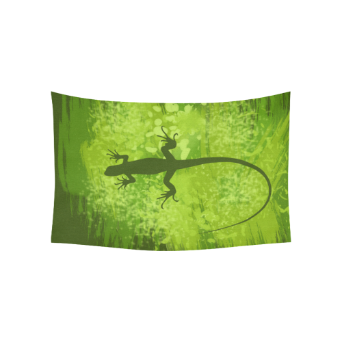 Green Lizard Shape Painting Cotton Linen Wall Tapestry 60"x 40"