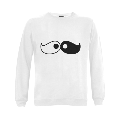 Hipster Yin Yang Moustache Gildan Crewneck Sweatshirt(NEW) (Model H01)