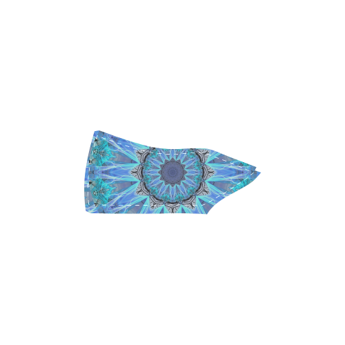 Sapphire Ice Flame, Cyan Blue Crystal Wheel Women's Slip-on Canvas Shoes (Model 019)