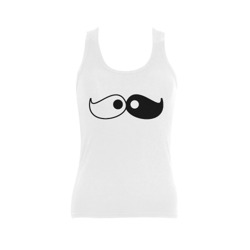 Cute Yin Yang Moustache Women's Shoulder-Free Tank Top (Model T35)