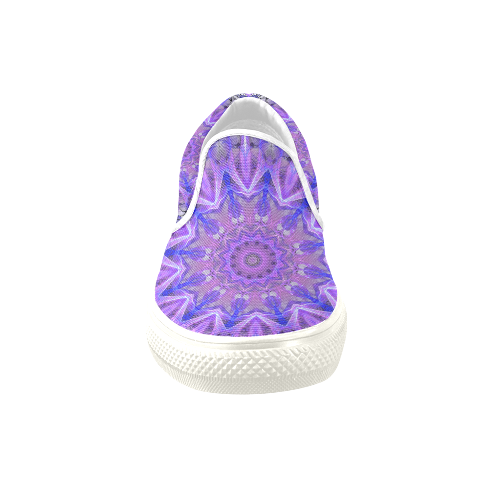 Abstract Plum Ice Crystal Palace Lattice Lace Women's Unusual Slip-on Canvas Shoes (Model 019)