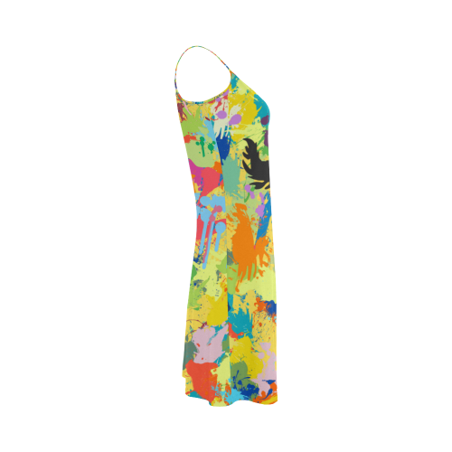 Black Horse Shape Template Colorful Splash Alcestis Slip Dress (Model D05)