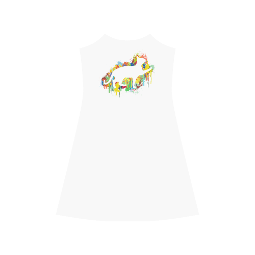 Lovely Cat Colorful Painting Splash Alcestis Slip Dress (Model D05)