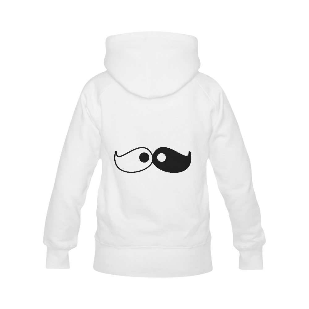 Cute Yin Yang Moustache Women's Classic Hoodies (Model H07)