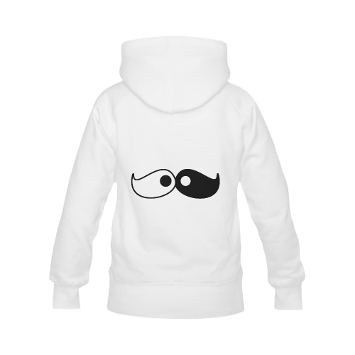 Cute Yin Yang Moustache Women's Classic Hoodies (Model H07)