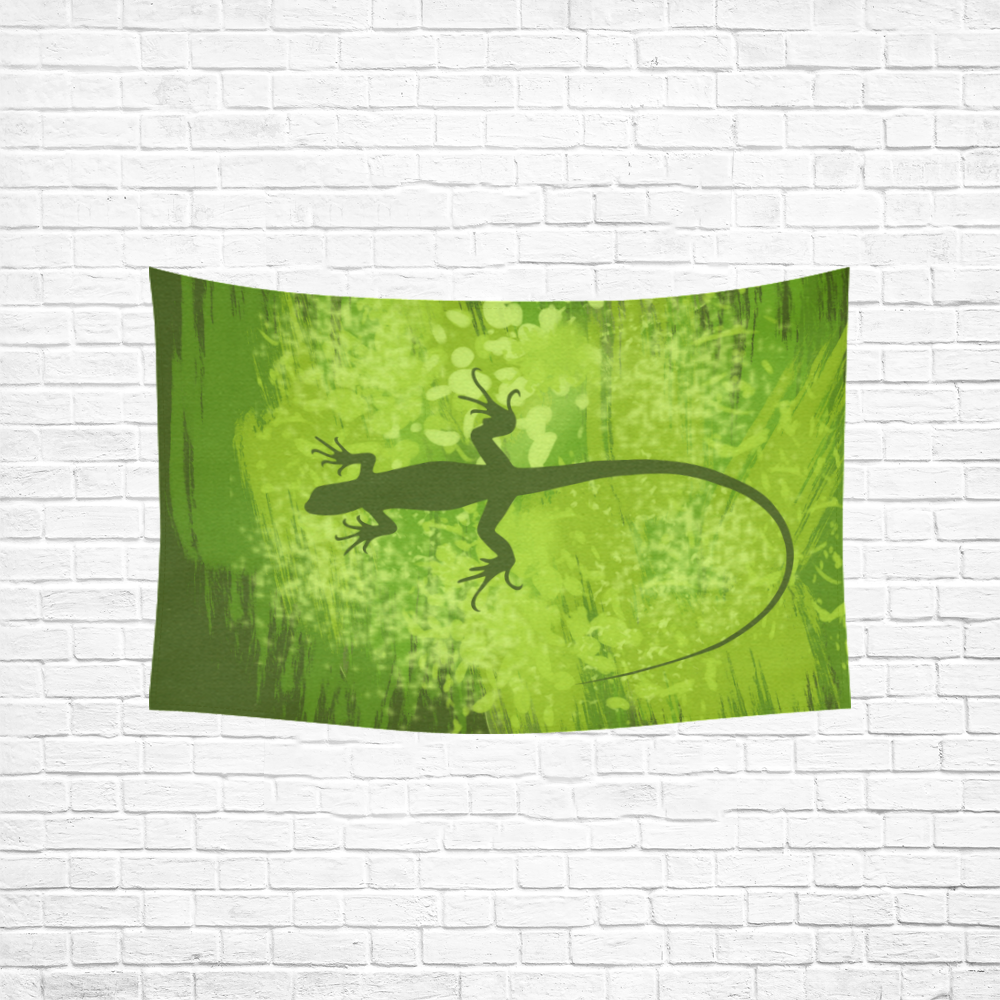 Green Lizard Shape Painting Cotton Linen Wall Tapestry 60"x 40"
