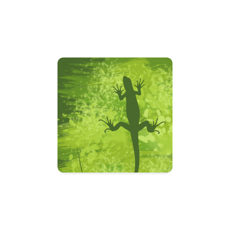 Green Lizard Shape Painting Square Coaster