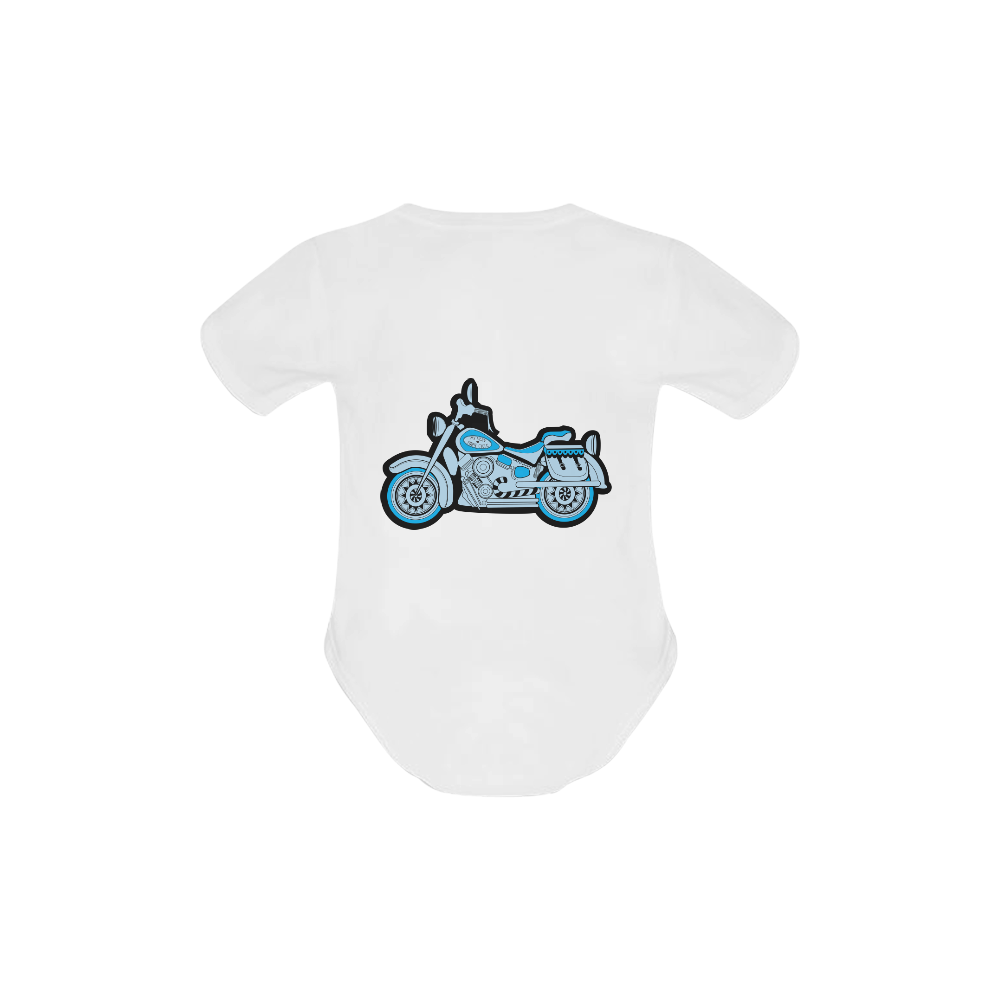 My First Blue Motorcycle Baby Powder Organic Short Sleeve One Piece (Model T28)