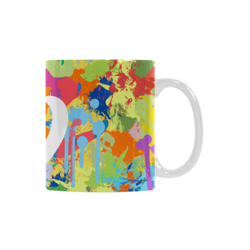 Love Hearts Colorful Splash Design White Mug(11OZ)
