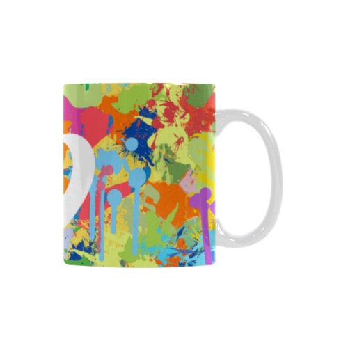 Love Hearts Colorful Splash Design White Mug(11OZ)