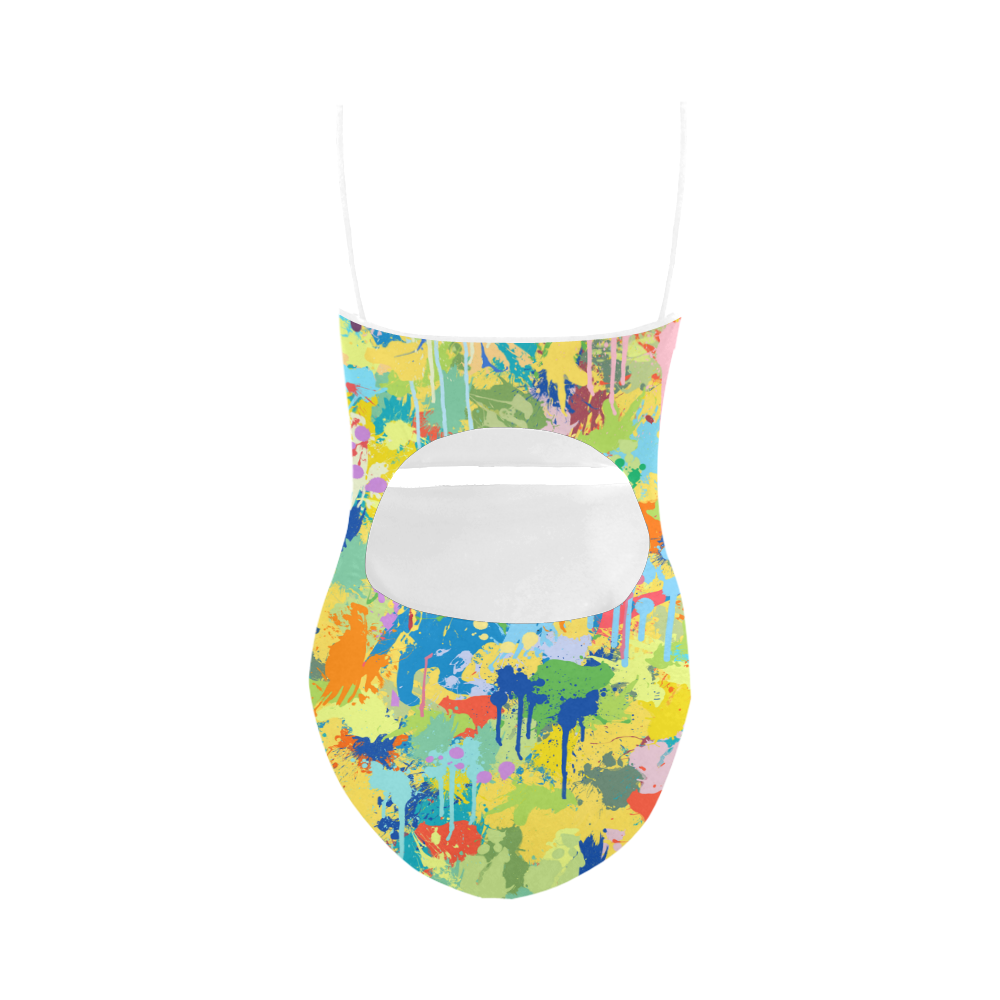 Black Horse Shape Colorful Splash Strap Swimsuit ( Model S05)