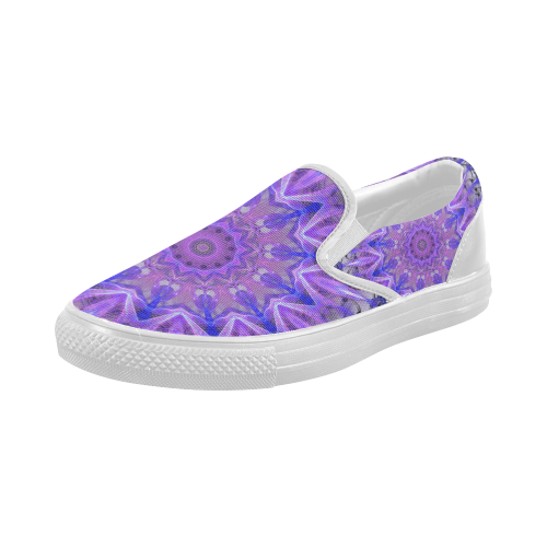 Abstract Plum Ice Crystal Palace Lattice Lace Women's Slip-on Canvas Shoes (Model 019)