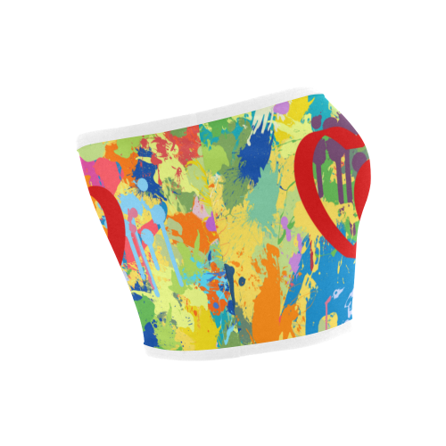 Love Hearts Colorful Splash Design Bandeau Top