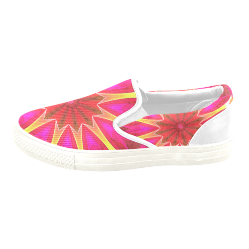 Cherry Daffodil Abstract Modern Pink Flowers Zen Women's Unusual Slip-on Canvas Shoes (Model 019)