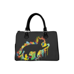 Lovely Black Cat Colorful Painting Splash Boston Handbag (Model 1621)
