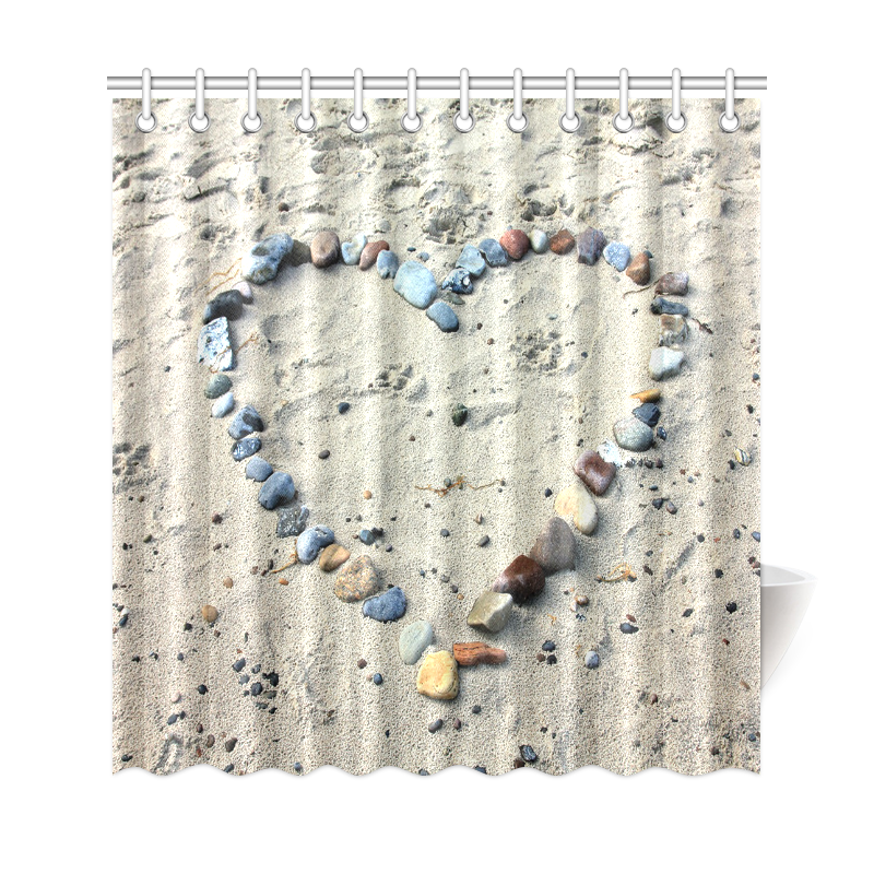Beach Heart Stones Shower Curtain 69"x72"