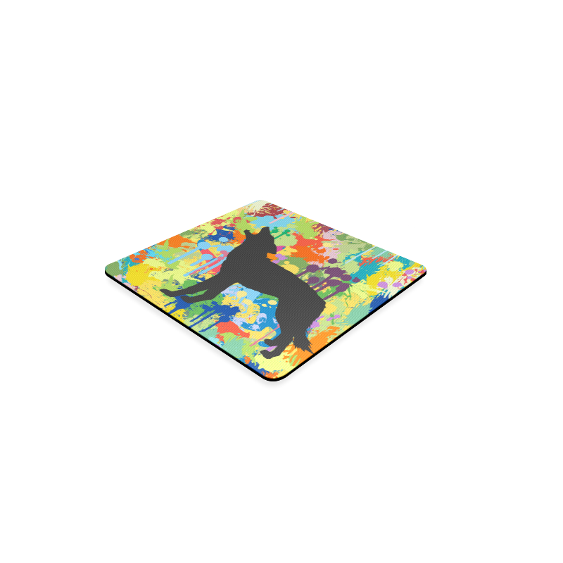 Free Wolf Colorful Splat Complete Square Coaster