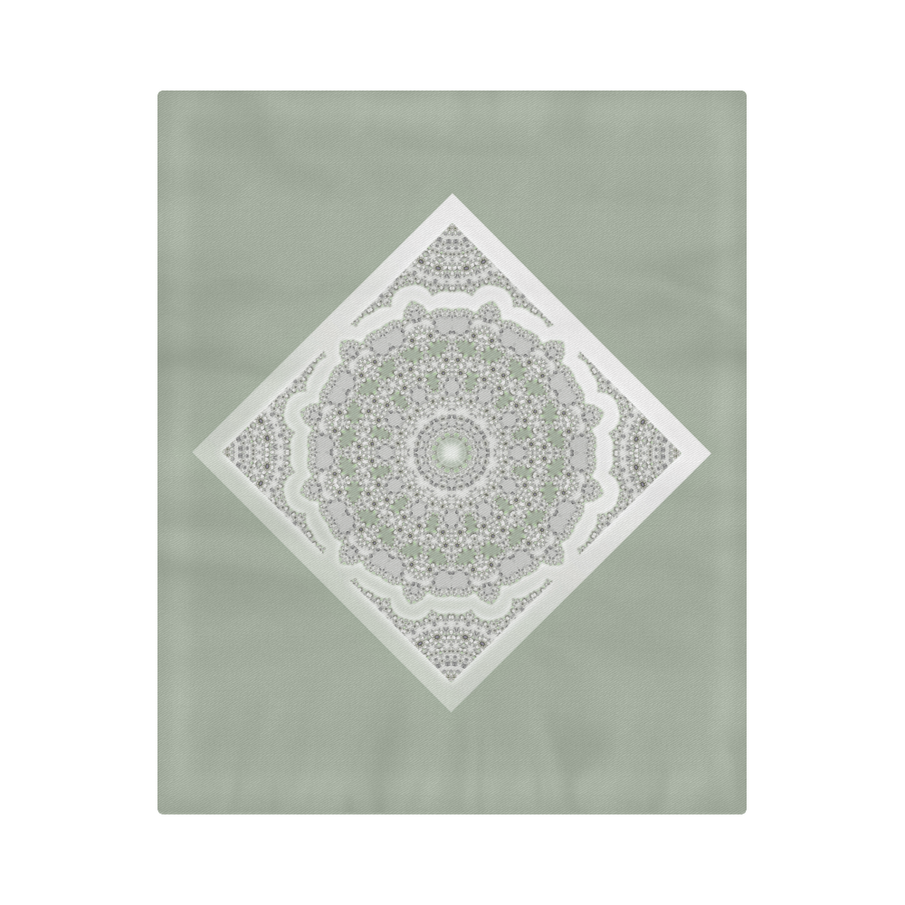 Kaleidoscope Fractal Mandala Frame Grey Green Duvet Cover 86"x70" ( All-over-print)