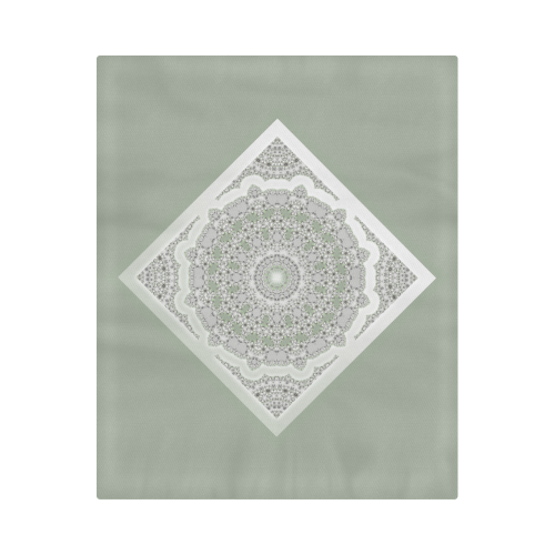 Kaleidoscope Fractal Mandala Frame Grey Green Duvet Cover 86"x70" ( All-over-print)