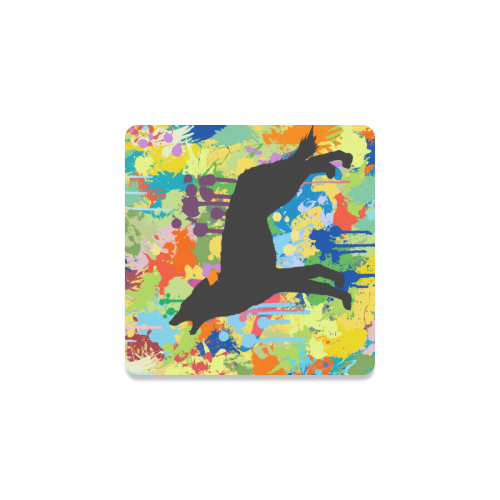 Free Wolf Colorful Splat Complete Square Coaster